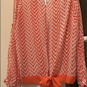 Orange and white top